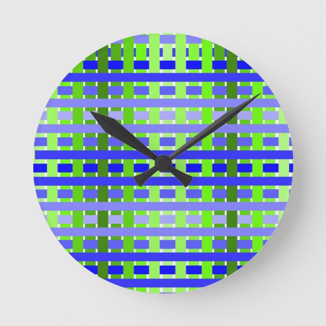 Gradient Plaid blue  Round Clock (Front)