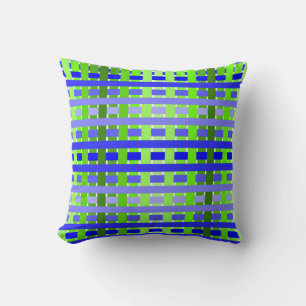 Gradient Plaid blue  Throw Pillow