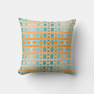 Gradient Plaid Orange Throw Pillow