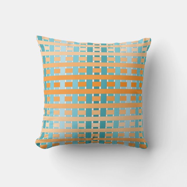 Gradient Plaid Orange Throw Pillow (Front)