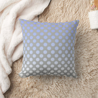 Gradient Polka Dot Blue on Grey Throw Pillow