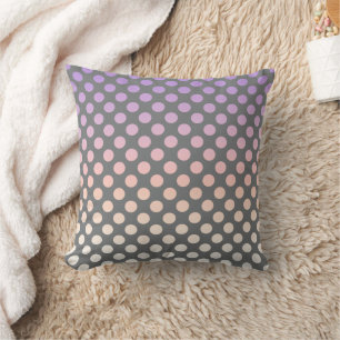 Gradient Polka Dot Purple on Grey Throw Pillow
