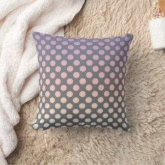Gradient Polka Dot Purple on Grey Throw Pillow