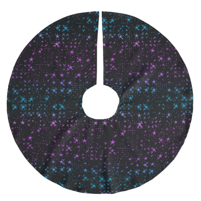 Gradient Purple And Blue Stars Brushed Polyester Tree Skirt (Front)