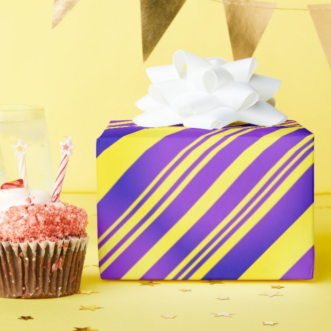 Gradient Purple and Yellow Stripes Wrapping Paper (Birthday Party)