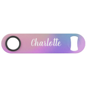 Gradient Purple Boho Watercolor Personalized Name Bar Key