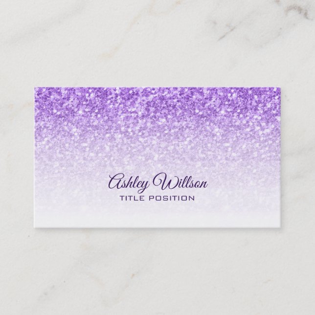 Gradient Purple Glitter Business Card (Front)
