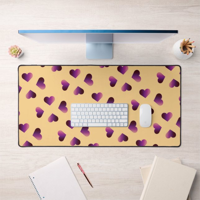 Gradient purple hearts pattern desk mat (Office 1)