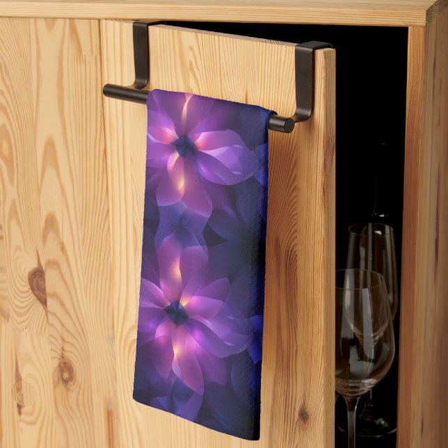 Gradient Purple Pink Fusion Dark Abstract Pattern Kitchen Towel (Thirds Fold)