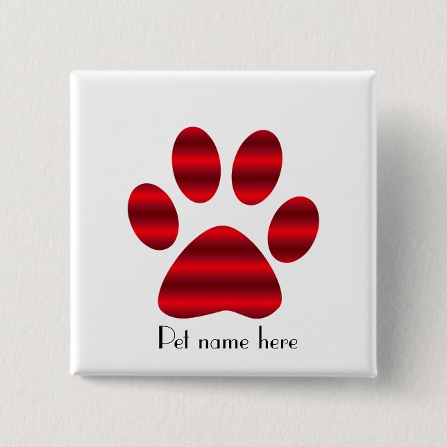 Gradient Red Paw 2 Inch Square Button (Front)