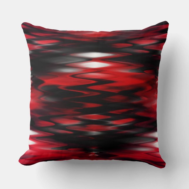 Gradient red to black fund forming abstract zigzag throw pillow (Front)