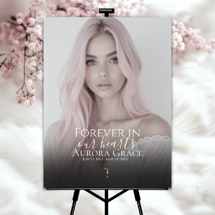 Gradient Rose Gold Memorial Poster with Cross
