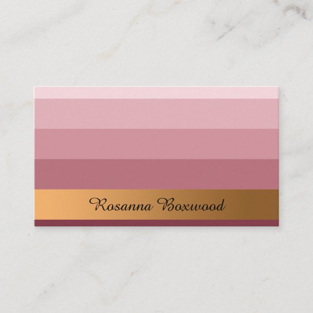 Gradient Rose Red with Golden Banner Custom Text Business Card (Front)