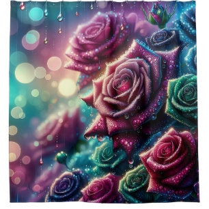 “Gradient Roses with Dewdrops"