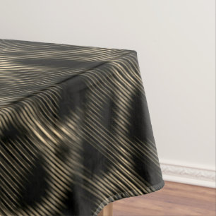 Gradient sepia narrow stripes over dazzled holes tablecloth