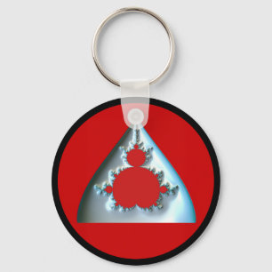 Gradient Silver Mandelbrot In Red Circle Keychain