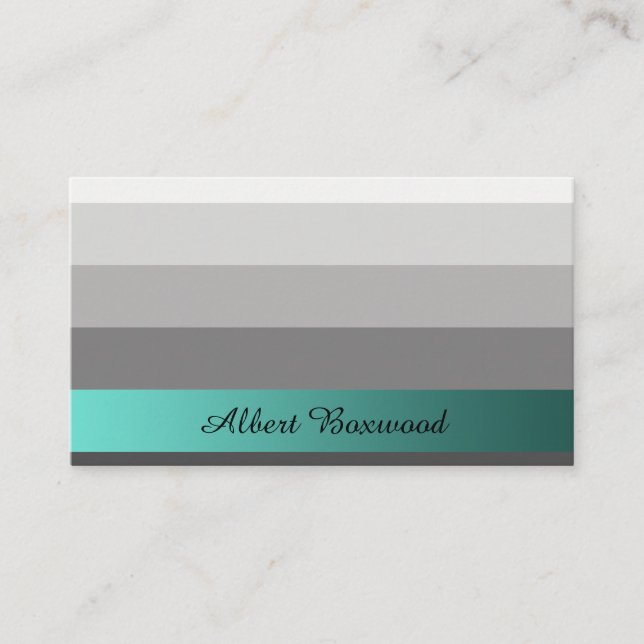 Gradient Silver with Teal Banner Custom Text Business Card (Front)