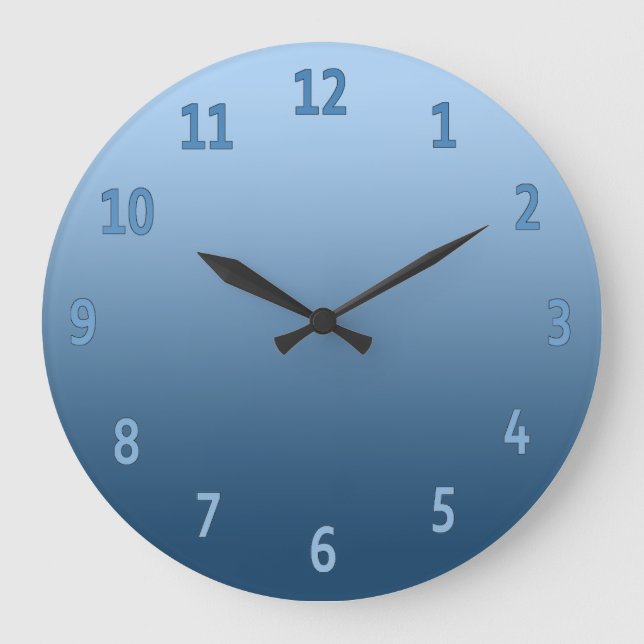 Gradient Simple Colourful Blue Large Clock (Front)