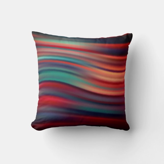 Gradient soft colours red orange blue wave elegant throw pillow (Front)