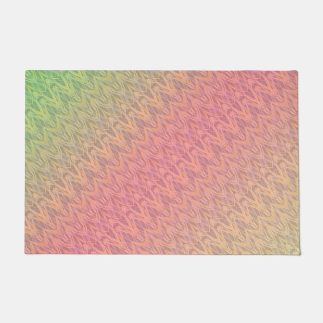 Gradient soft pastel colours ornamental pink green doormat (Front)