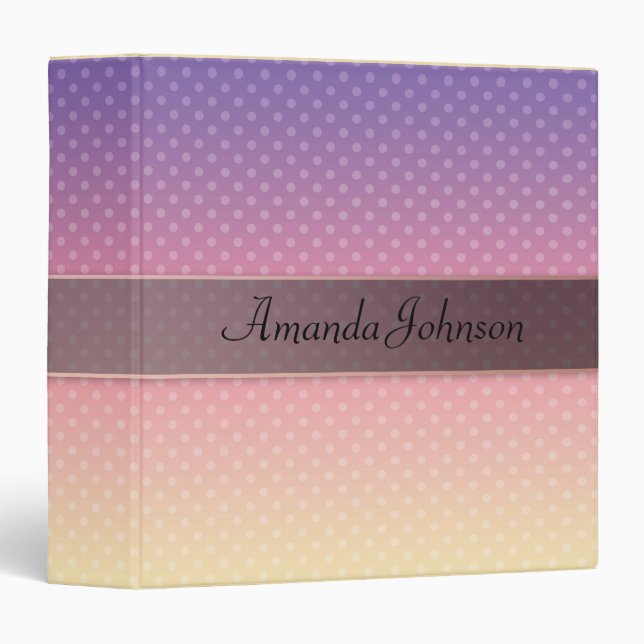 Gradient soft pastel colours polka dot pink violet binder (Front/Spine)