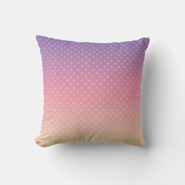 Gradient soft pastel colours polka dot pink violet throw pillow (Front)
