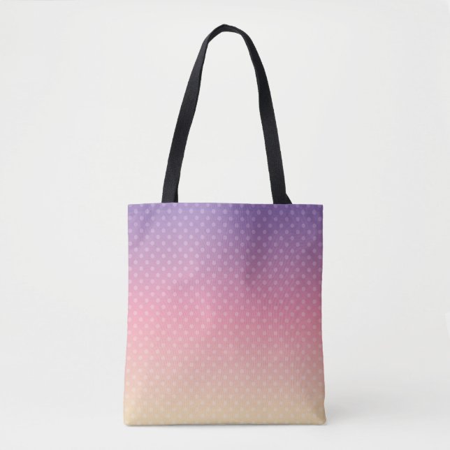 Gradient soft pastel colours polka dot pink violet tote bag (Front)