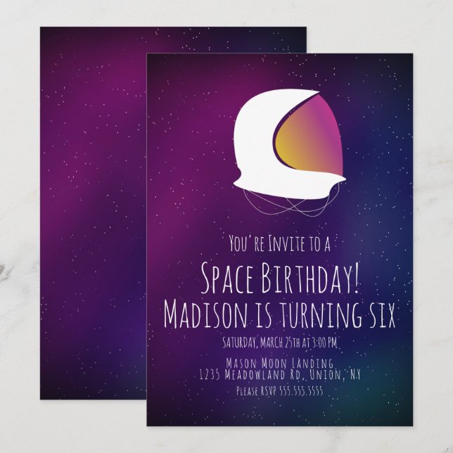Gradient Space Galaxy Birthday  Invitation (Front/Back)