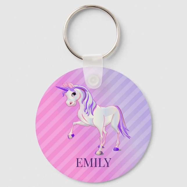 Gradient Stripes And Unicorn Keychain (Front)