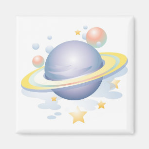 Gradient Style Saturn and Stars Magnet
