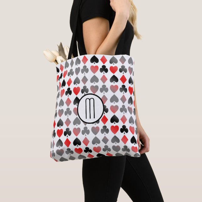 Gradient Suit of Cards Monogram Tote Bag (Close Up)