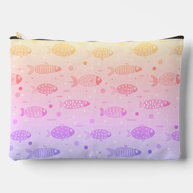 Gradient Sunset Fish Pattern Modern Accessory Pouch (Front)