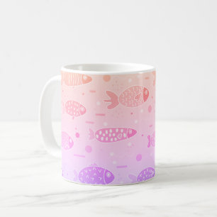 Gradient Sunset Fish Pattern Modern Coffee Mug