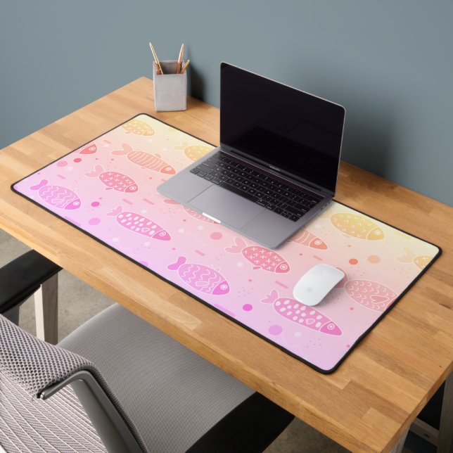 Gradient Sunset Fish Pattern Modern Desk Mat (Office 2)