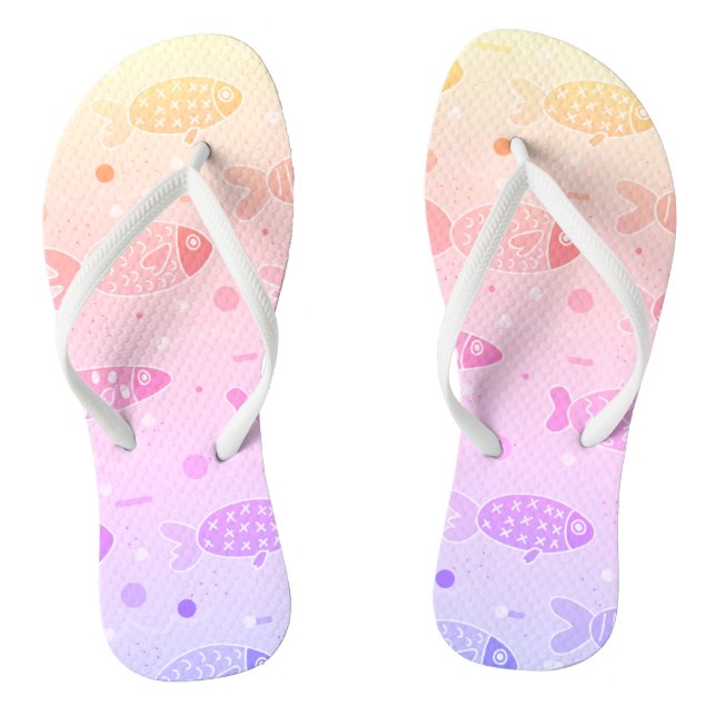 Gradient Sunset Fish Pattern Modern Flip Flops (Footbed)