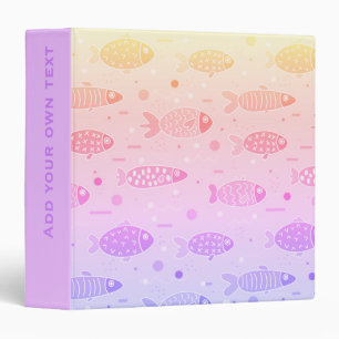 Gradient Sunset Fish Pattern Modern Personalised Binder