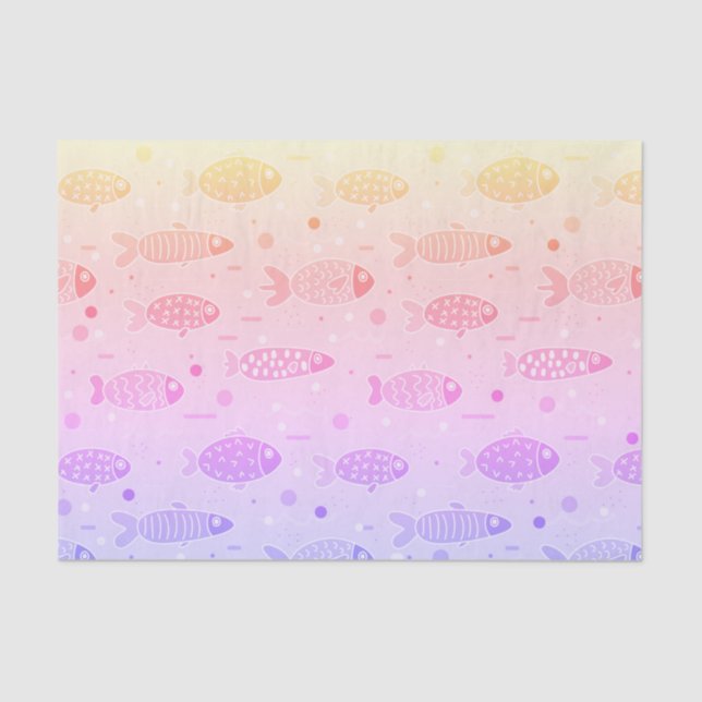 Gradient Sunset Fish Pattern Modern Tissue Paper (Front)