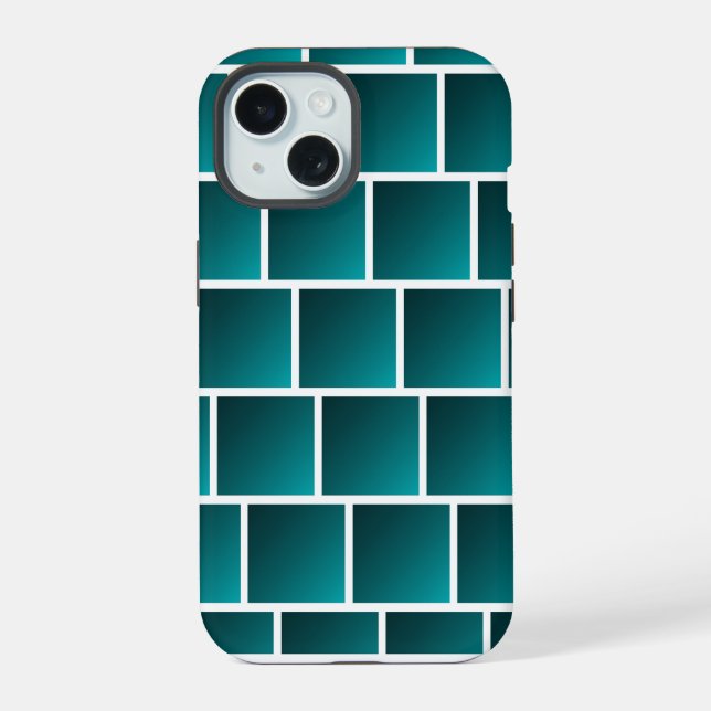 Gradient Teal Squares iPhone 15 Case (Back)