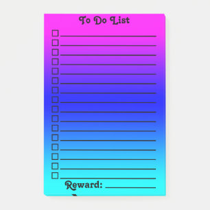 Gradient To Do List Pink to Blue to Turquoise Post-it Notes