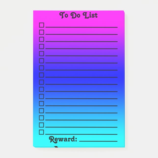 Gradient To Do List | Pink to Blue to Turquoise Post-it Notes (Front)