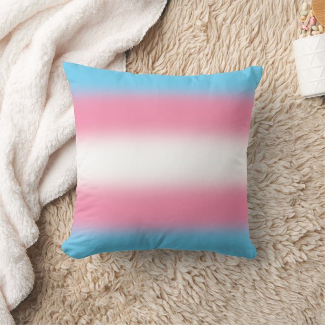 Gradient Transgender Pride Flag - Trans Flag Throw Pillow (Blanket)