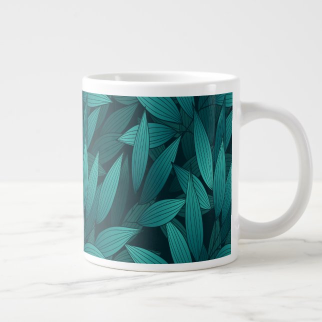 Gradient tropical leaves large coffee mug (Right)
