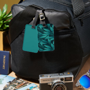 Gradient tropical leaves luggage tag