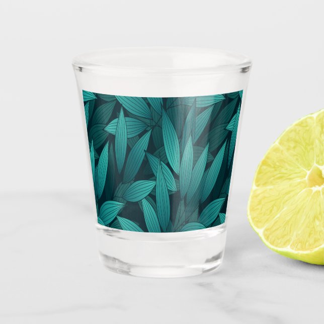 Gradient tropical leaves shot glass (Front)
