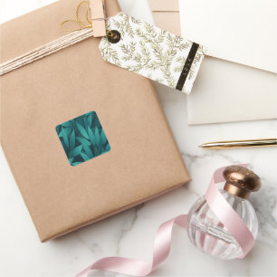 Gradient tropical leaves square sticker