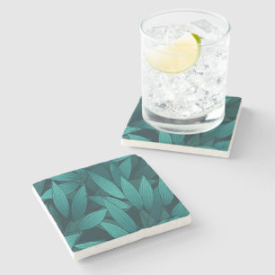 Gradient tropical leaves stone coaster