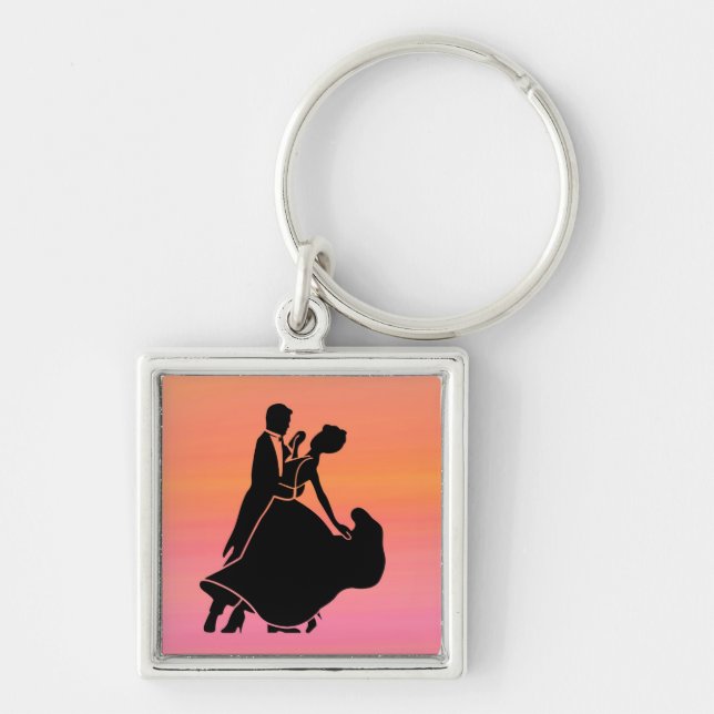 gradient tropical sunset  sunrise dancers keychain (Front)