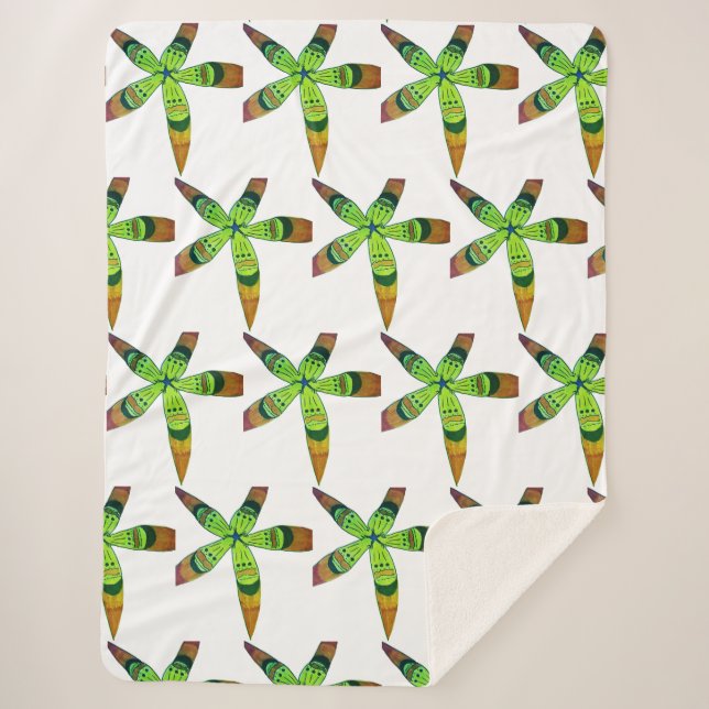 gradient tropics flowers sherpa blanket (Front)
