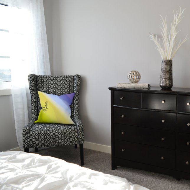 Gradient yellow green lavender name Throw Pillow (Creator Uploaded)