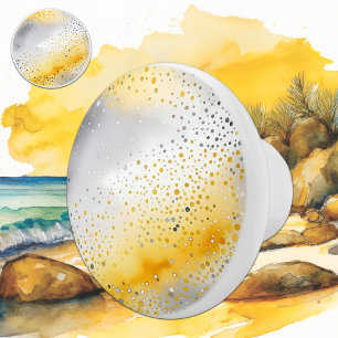 Gradient Yellow & Silver Watercolor Ceramic Knob